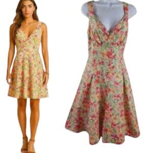 Talbots Sleeveless Dress Vintage Fit and Flare Lined Zipper Floral Retro, sz 6P